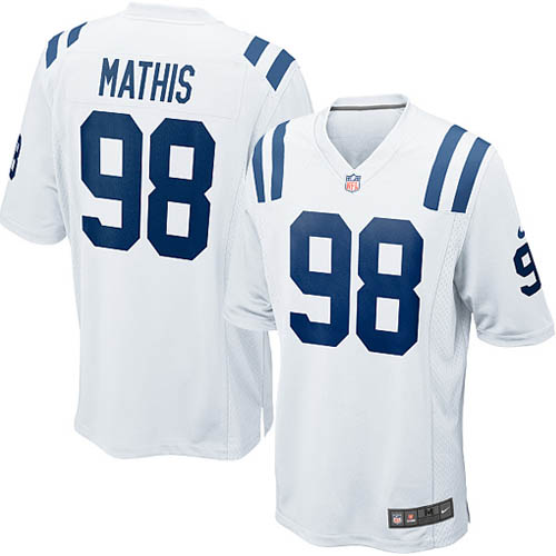 Men's Game Robert Mathis Nike Jersey White Road - #98 NFL Indianapolis Colts